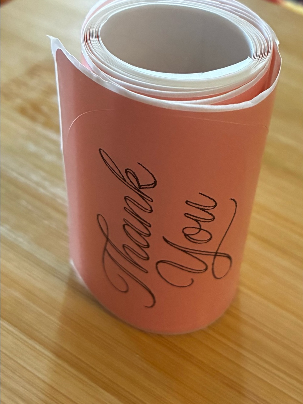 Pink "Thank You" Sticker Roll - Picture 2 of 2